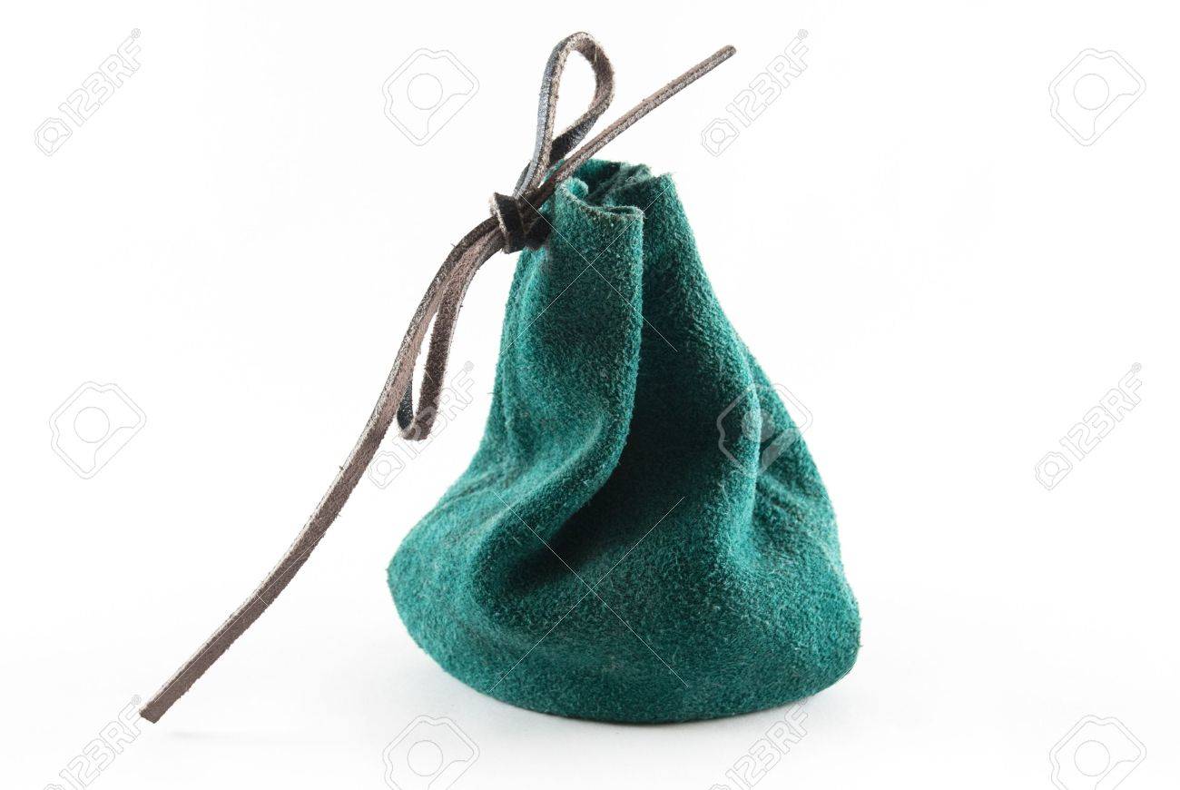 green leather pouch