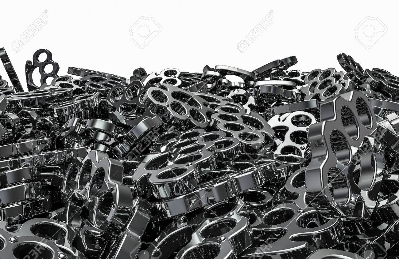 クロム ナックル ダスターのナックル ダスター杭 3 D レンダリングします の写真素材 画像素材 Image