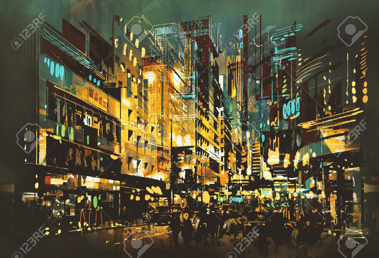 都市の夜景 抽象アート写真A3サイズ