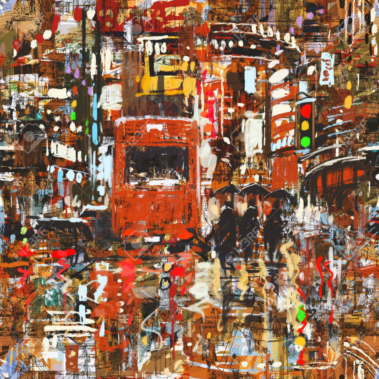 seamless pattern with colorful urban city,abstract painting - 52889247 seamless pattern with colorful urban city,abstract painting - 52889247