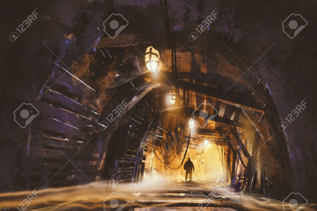 inside of the mine shaft with fog,illustration,digital painting - 59460412 inside of the mine shaft with fog,illustration,digital painting - 59460412