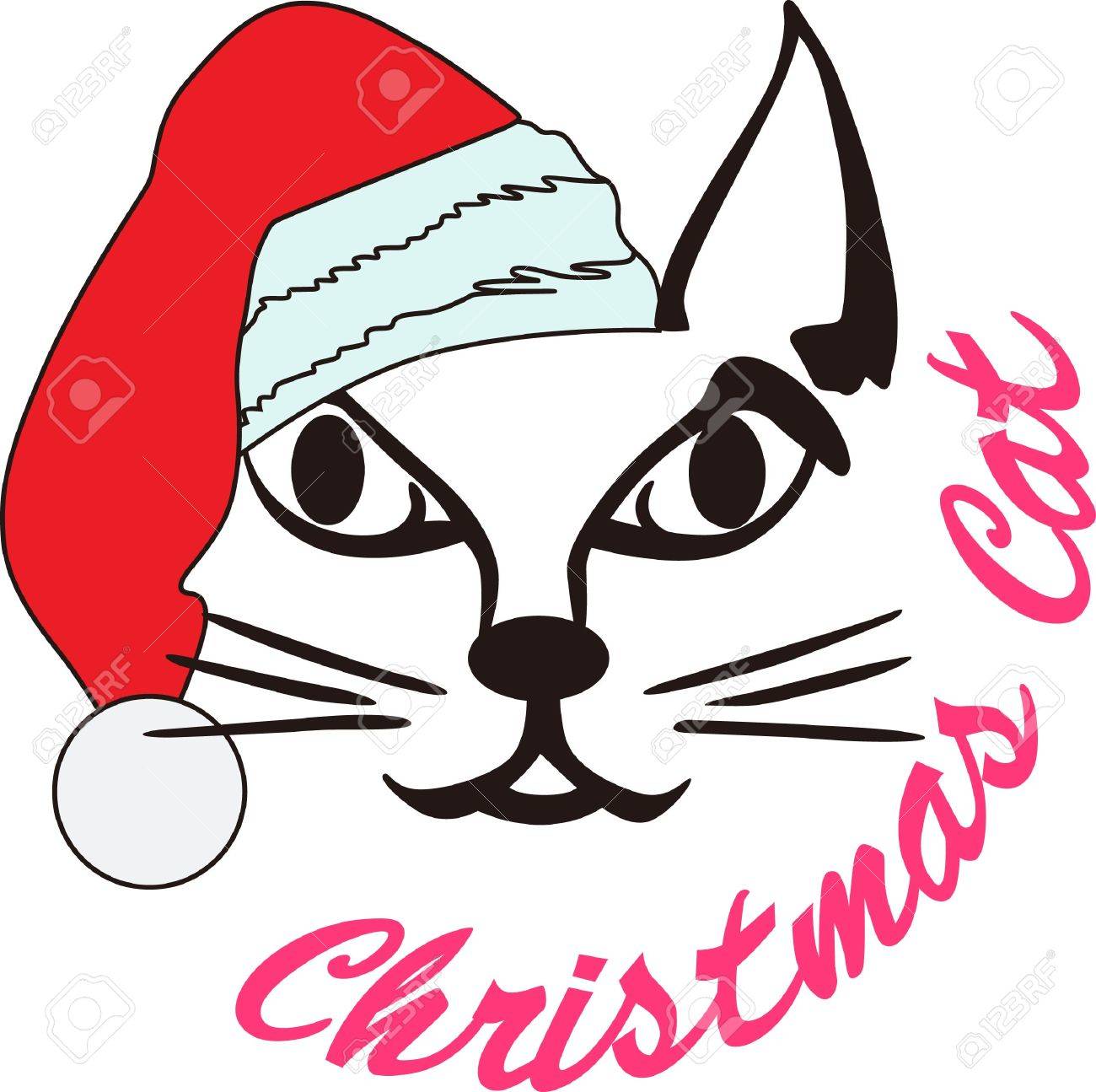 Il Nostro Gattino è Tutto Addobbata Per Il Natale In Un Cappello Di Babbo Luminoso Che Un Disegno Perfetto Per Creare Qualcosa Di Sorprendente Per Il