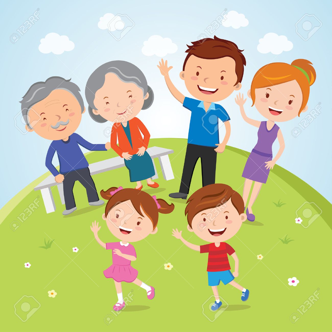 Family; A happy family portrait of Parents, Grandparents and Children are having outdoor activities - 29073058 Family; A happy family portrait of Parents, Grandparents and Children are having outdoor activities - 29073058