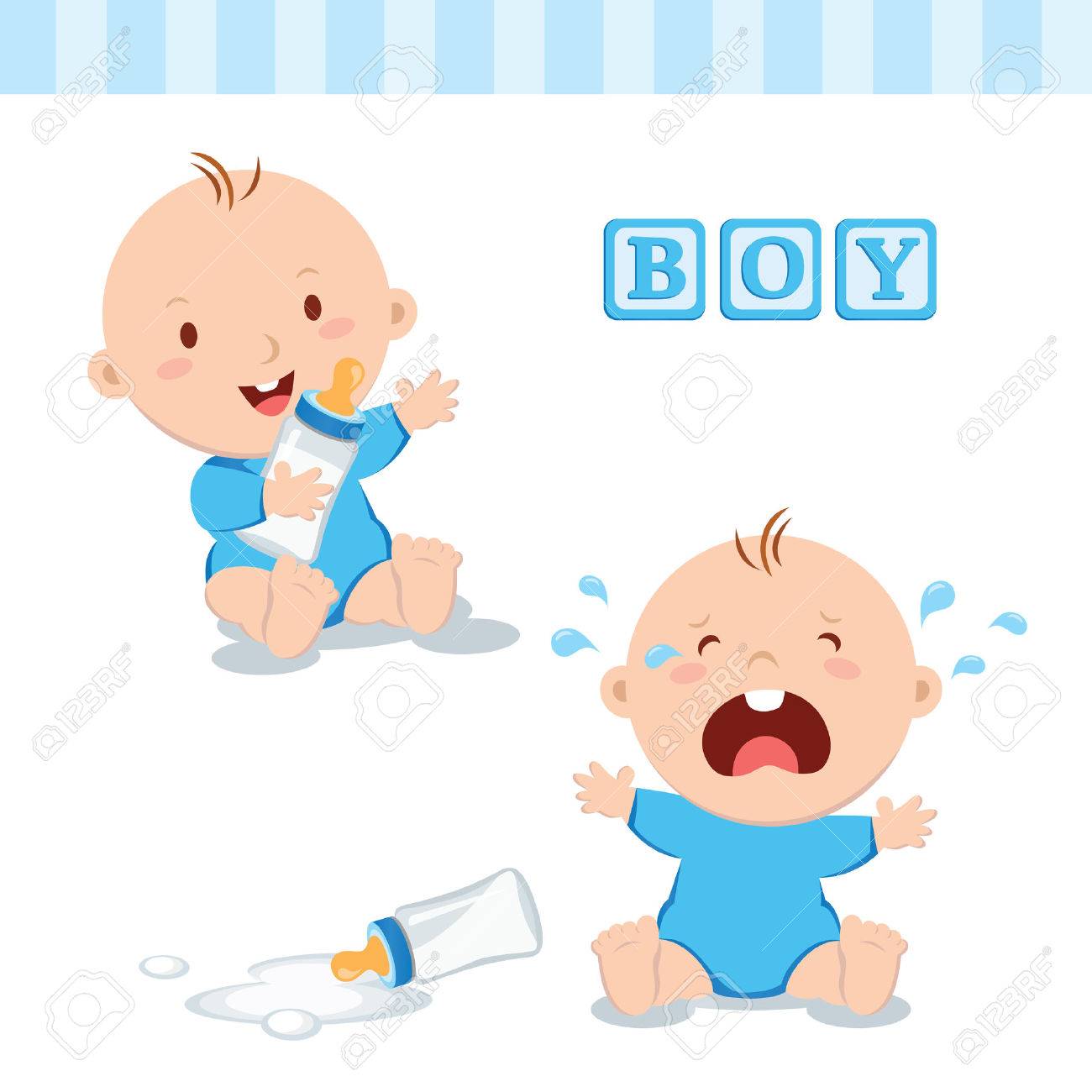 Cute baby boy with milk bottle. Vector illustration of a baby boy holding milk bottle and crying with bottle milk. - 62399782 Cute baby boy with milk bottle. Vector illustration of a baby boy holding milk bottle and crying with bottle milk. - 62399782