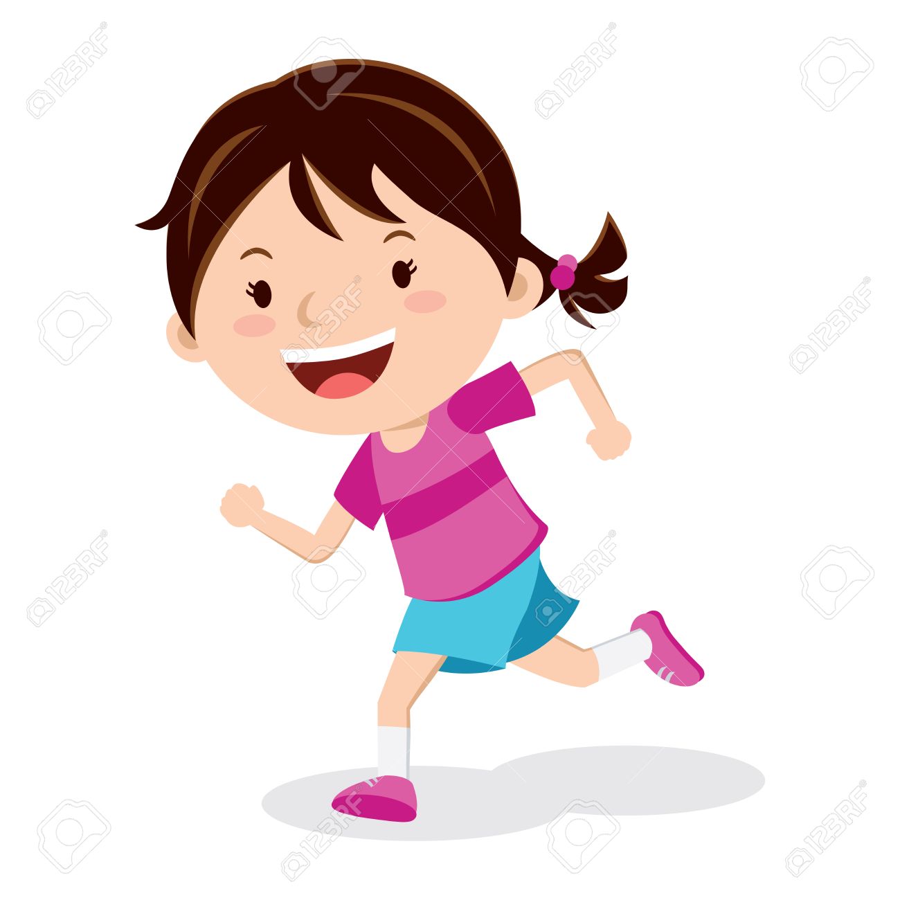 実行している女の子 マラソン ランナーや学校のスポーツ日に走っている少女 のイラスト素材 ベクタ Image