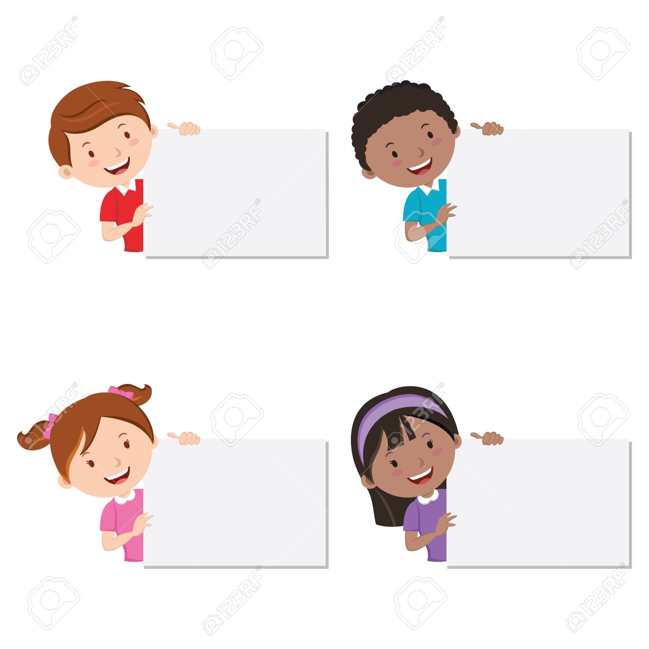 children with board children holding cardboard presentation kids presentation
