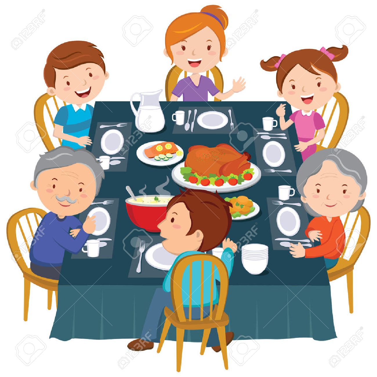 Family dinner. Happy extended family having Thanksgiving dinner. - 66092122 Family dinner. Happy extended family having Thanksgiving dinner. - 66092122