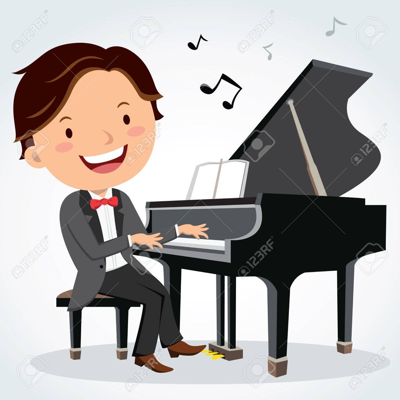 コンサート ピアニスト ピアノ奏者 のイラスト素材 ベクタ Image
