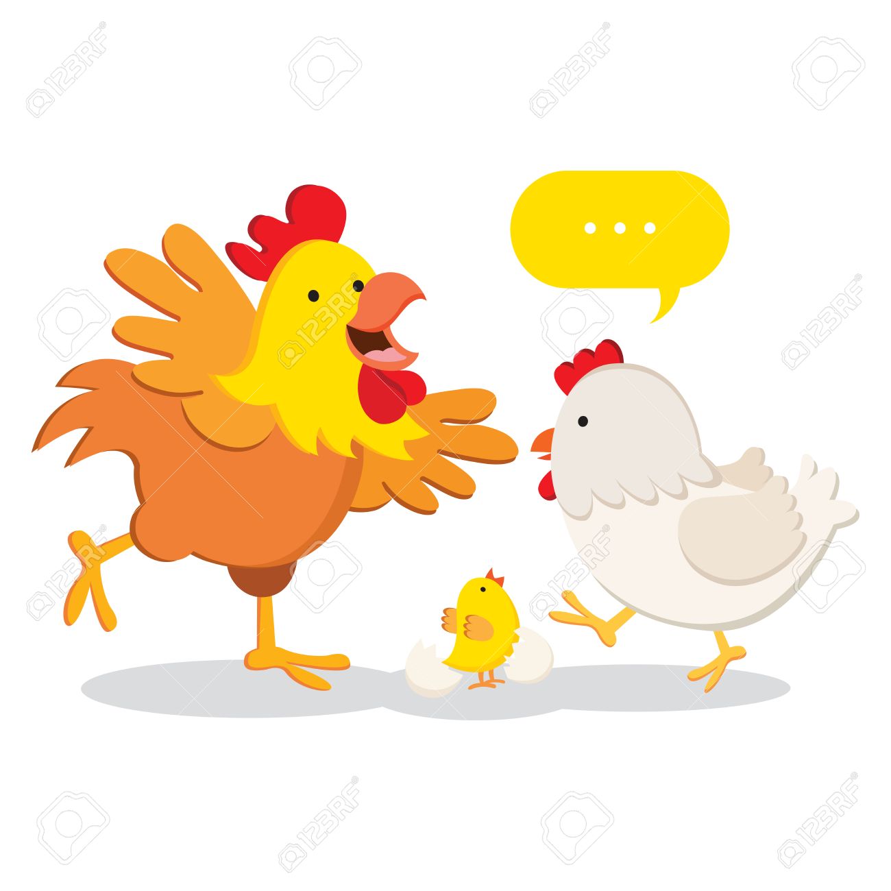 チキン家族 鶏 鶏とひよこのベクトル イラスト のイラスト素材 ベクタ Image