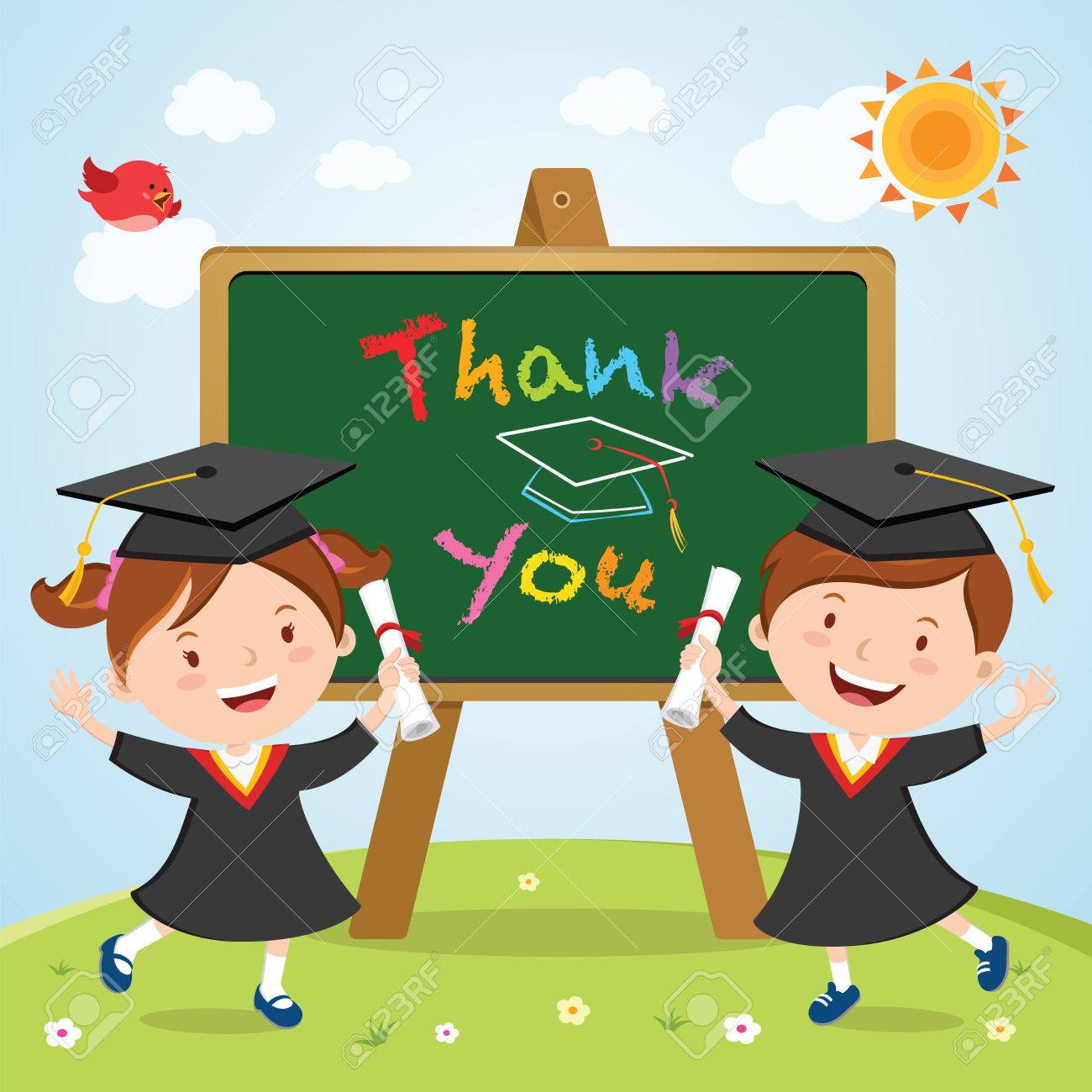 Graduation Kids With Board Royalty Free Cliparts Vectors And Stock Illustration Image 77470492