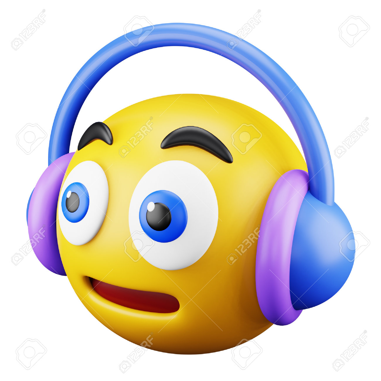 Listening Music Emoji Face 3d Rendering Isometric Icon. Royalty Free SVG,  Cliparts, Vectors, and Stock Illustration. Image 189913410., image size:1300x1300