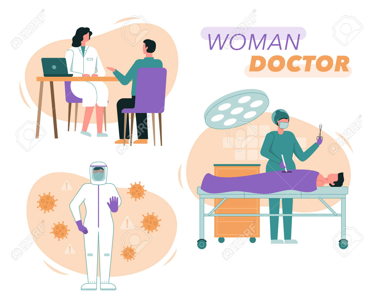 Vector illustration of female doctors and nurses - 158277933 Vector illustration of female doctors and nurses - 158277933