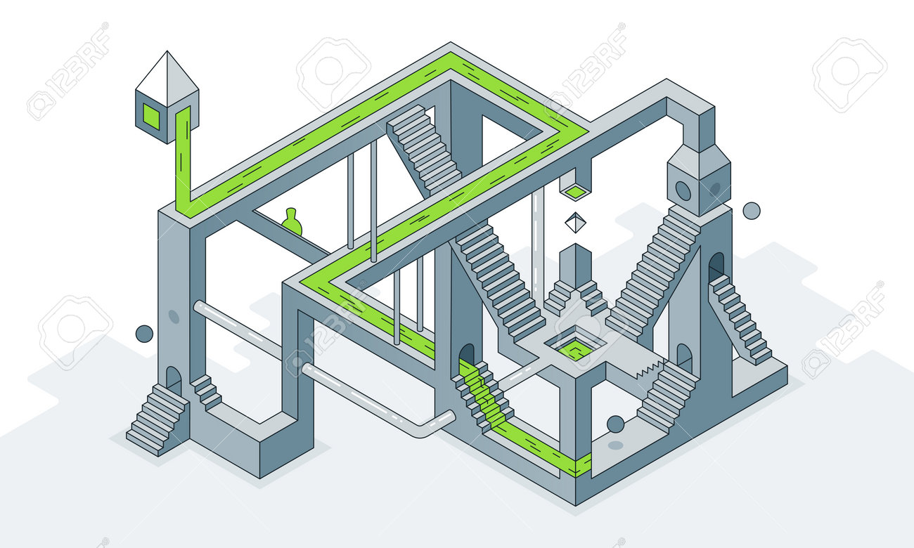 Vector illustration an optical maze of stairs - 161957869 Vector illustration an optical maze of stairs - 161957869
