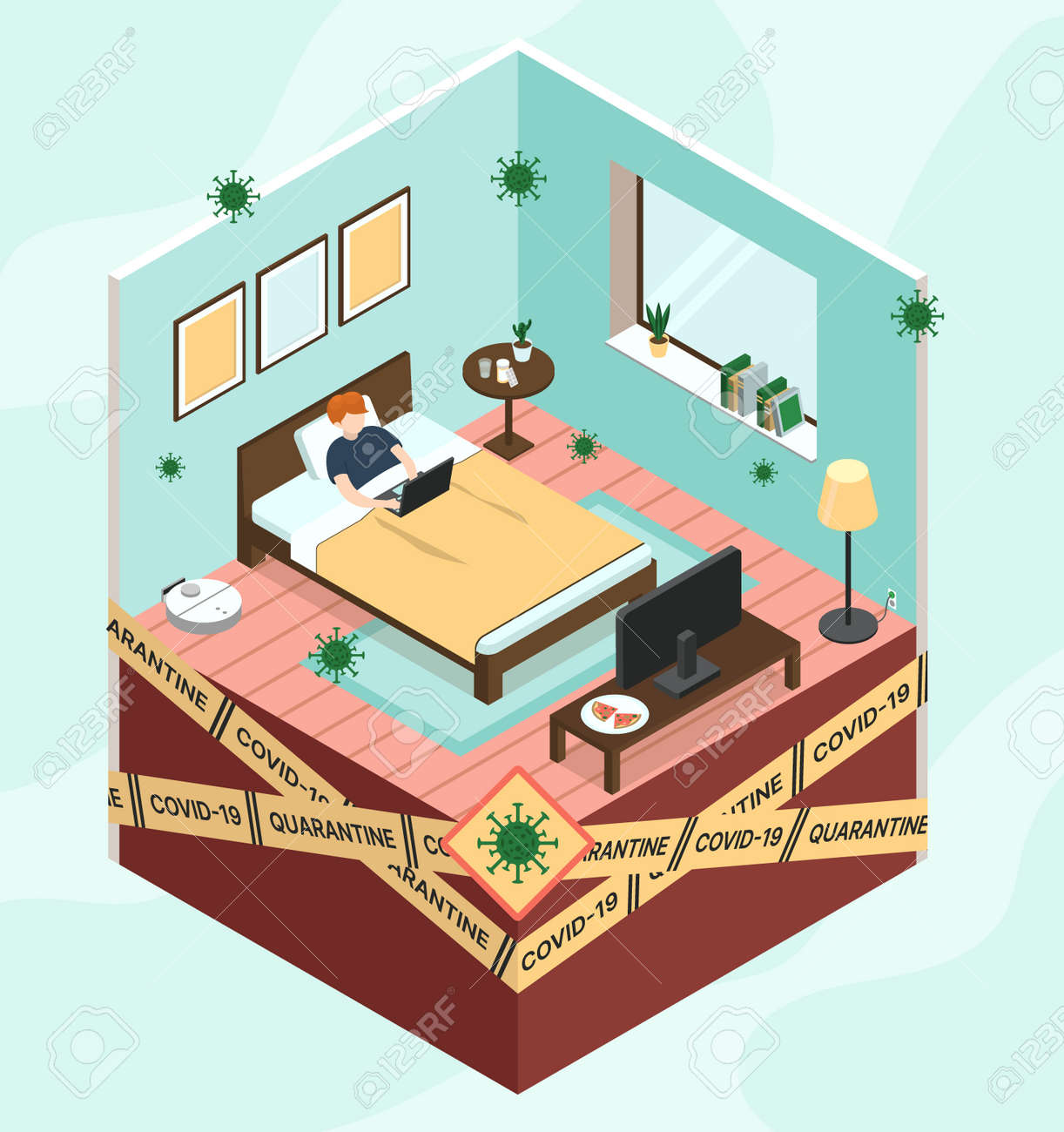 Isometric vector illustration self-isolation period at home - 165062156 Isometric vector illustration self-isolation period at home - 165062156