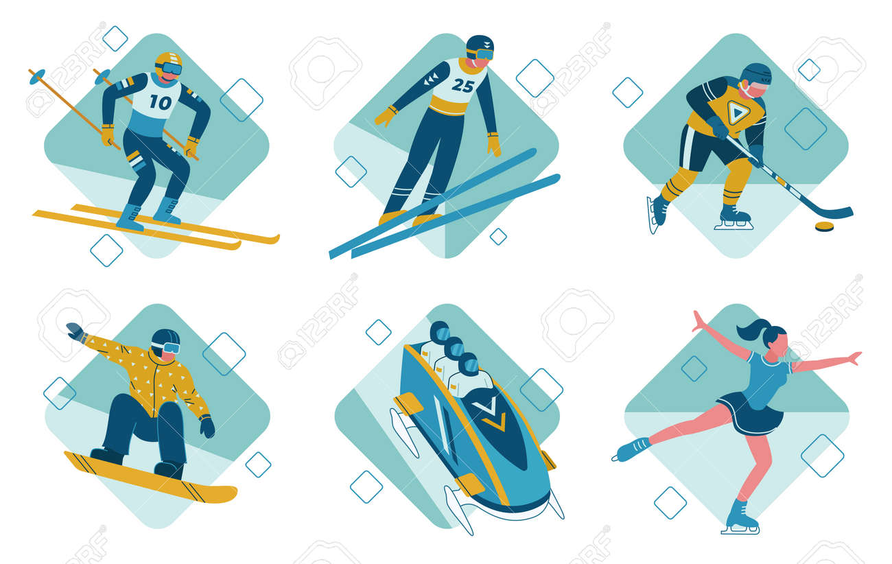 The winter sports vector illustrations set bobsleigh - 165062157 The winter sports vector illustrations set bobsleigh - 165062157