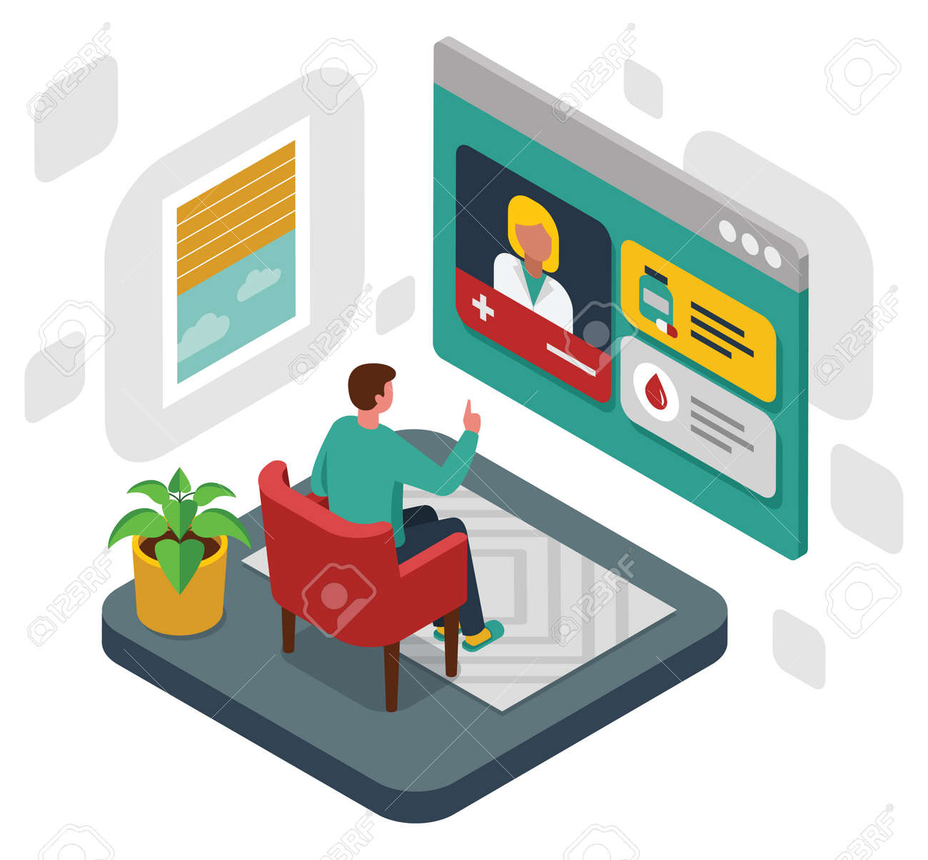 Colourful isometric illustration of online medical consultation - 168742715 Colourful isometric illustration of online medical consultation - 168742715