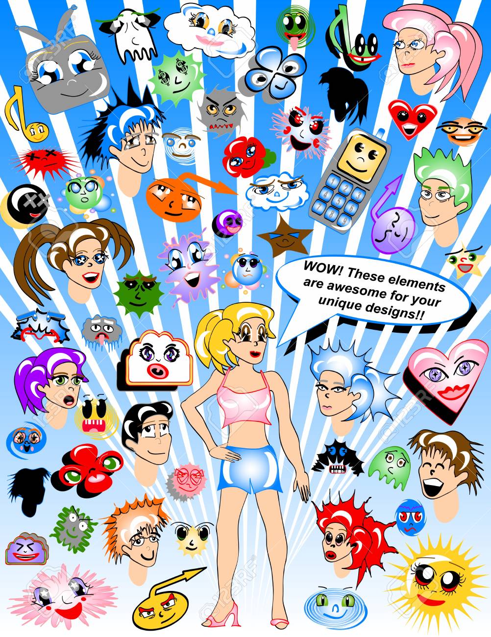 レトロなキャラクター デザイン セット の写真素材 画像素材 Image 3354234