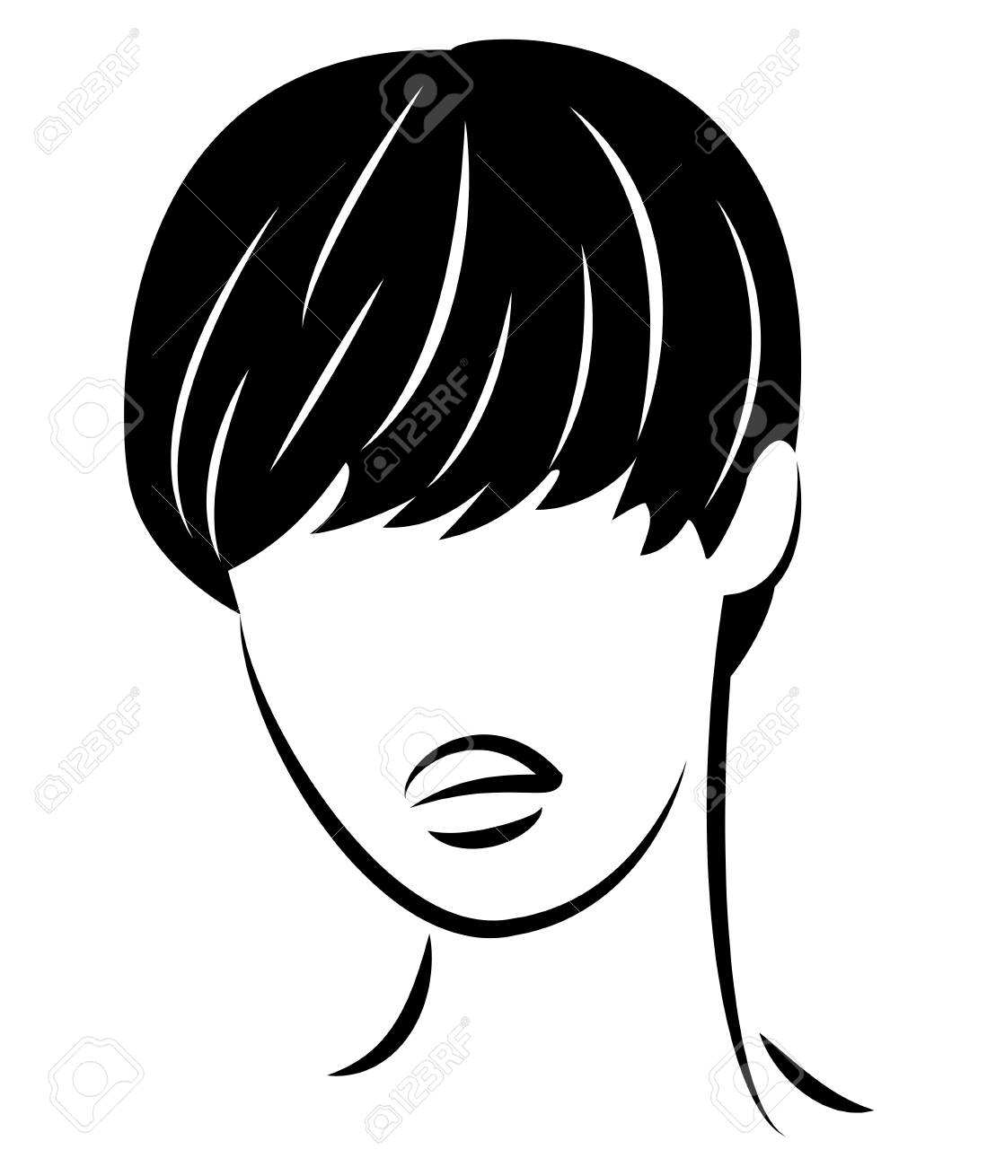 Silhouette Of The Head Of A Cute Lady The Girl Shows The Hairstyle