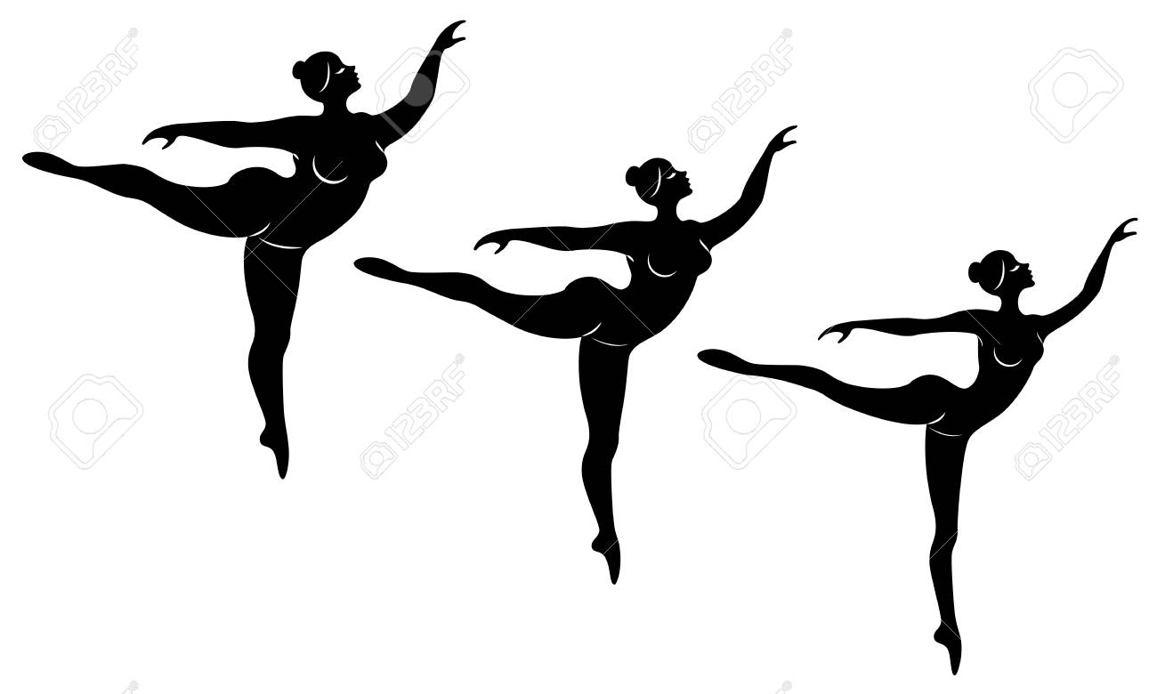 Collection. Silhouette of a cute lady, she is dancing ballet. A woman is overweight. The girl is plump, slim, thin. Woman ballerina, gymnast. Vector illustration set. - 122019214 Collection. Silhouette of a cute lady, she is dancing ballet. A woman is overweight. The girl is plump, slim, thin. Woman ballerina, gymnast. Vector illustration set. - 122019214