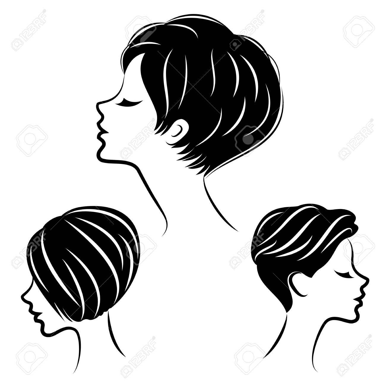 Silhouette Of The Head Of A Cute Lady The Girl Shows Her