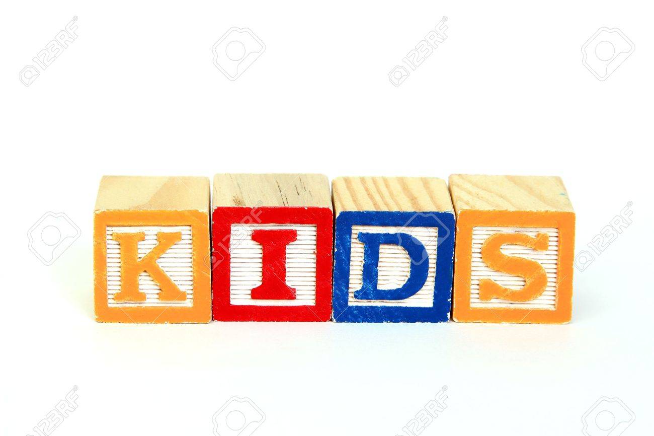 stock photo the word kids in alphabet blocks