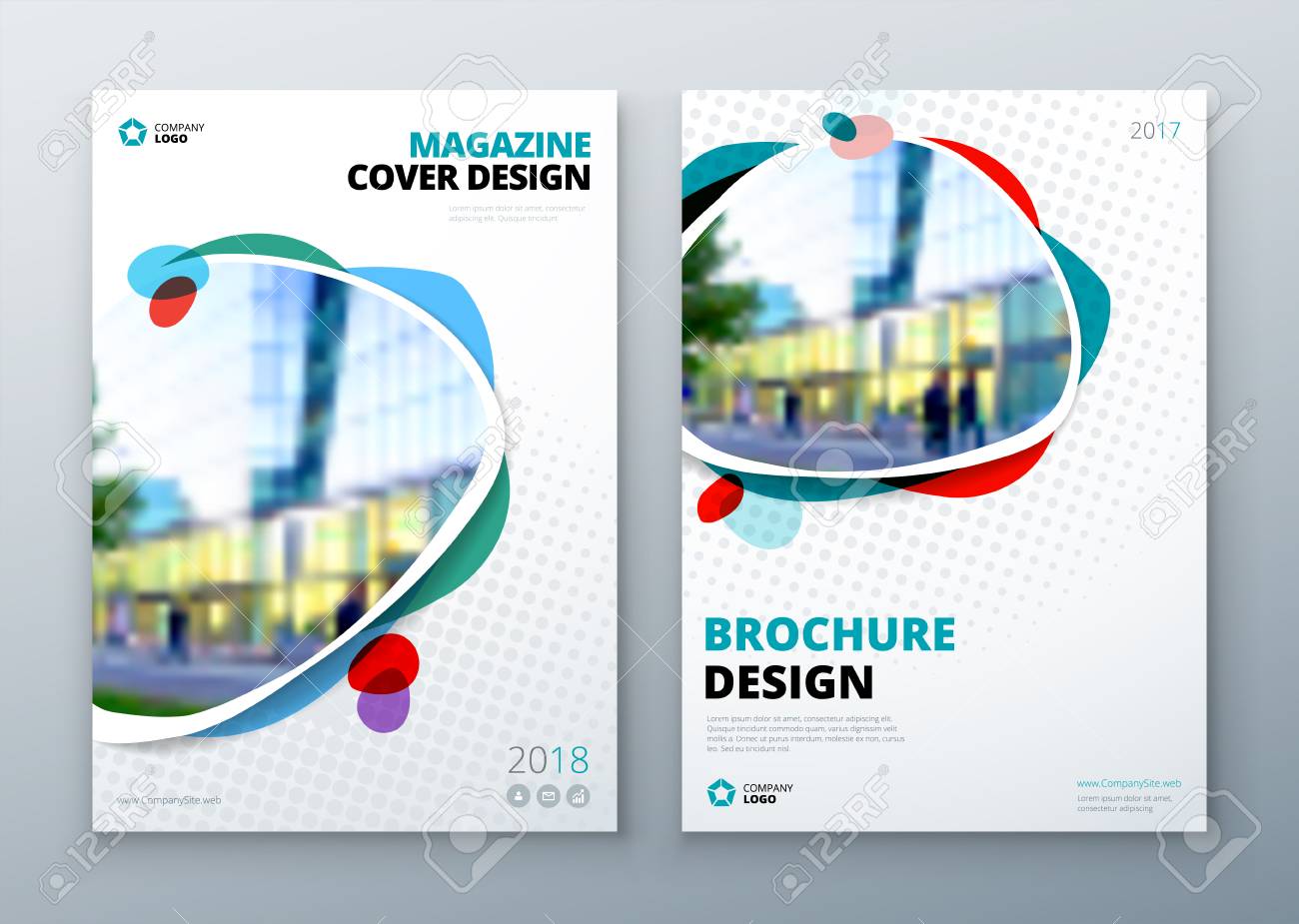 Broschure Vorlage Layout Design Jahresbericht Des Unternehmensgeschafts Katalog Zeitschrift Fliegermodell Kreatives Modernes Helles Konzept Lizenzfrei Nutzbare Vektorgrafiken Clip Arts Illustrationen Image