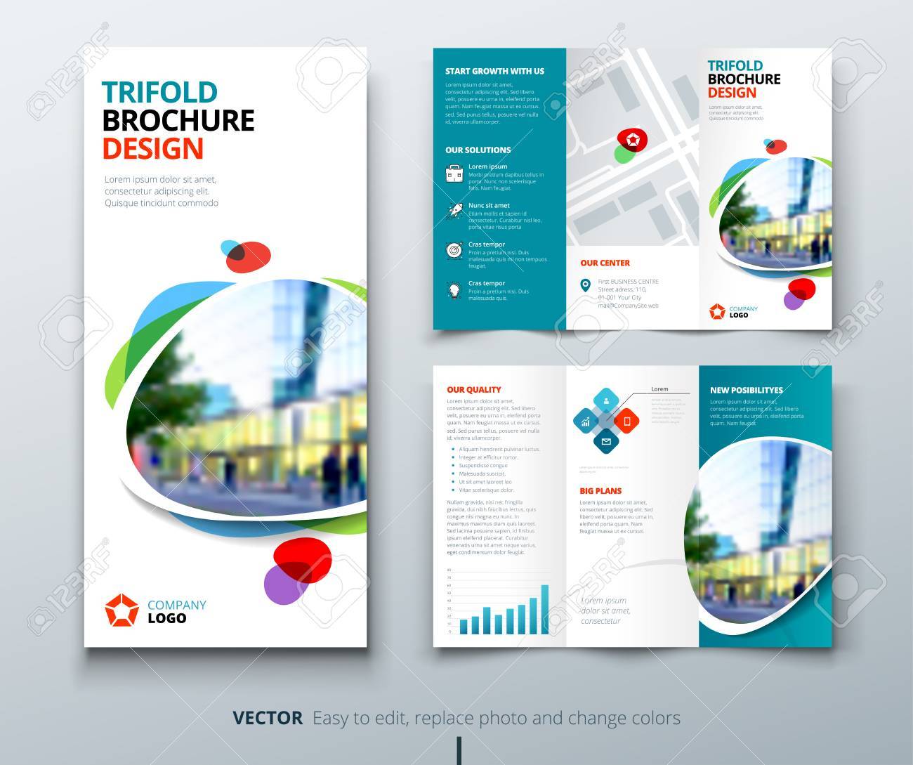 Business tri fold brochure design. Teal, orange corporate business template for tri fold flyer. Layout with modern square photo and abstract background. Creative concept 3 folded flyer or brochure. - 78685503 Business tri fold brochure design. Teal, orange corporate business template for tri fold flyer. Layout with modern square photo and abstract background. Creative concept 3 folded flyer or brochure. - 78685503