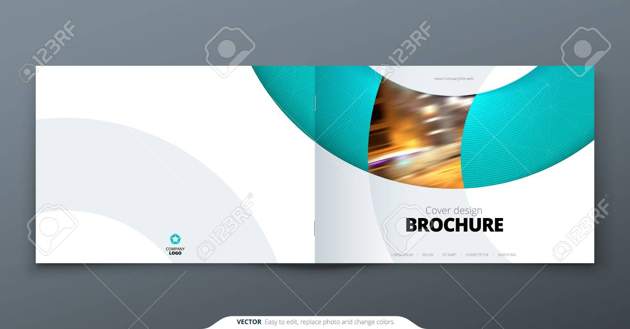 landscape brochure design teal corporate business rectangle
