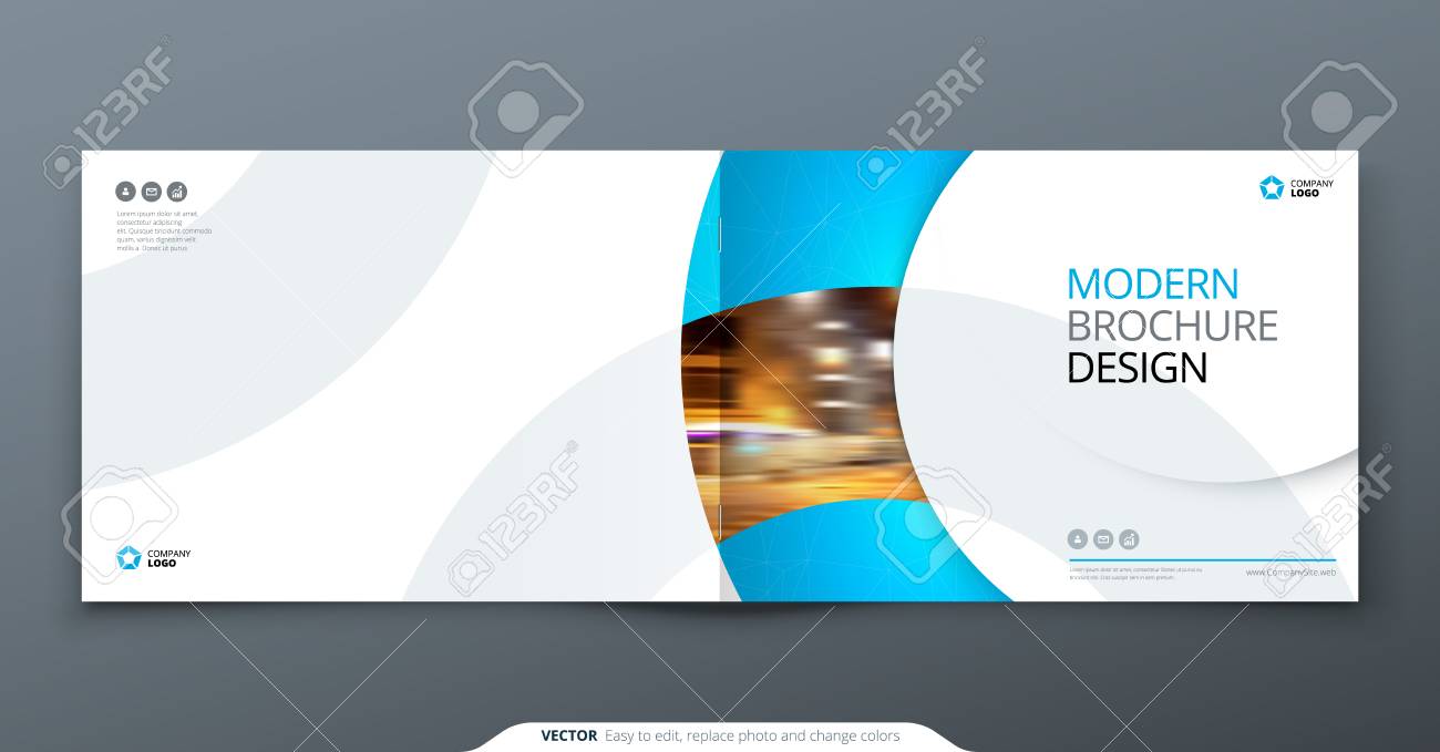 landscape brochure design blue corporate business rectangle landscape brochure design