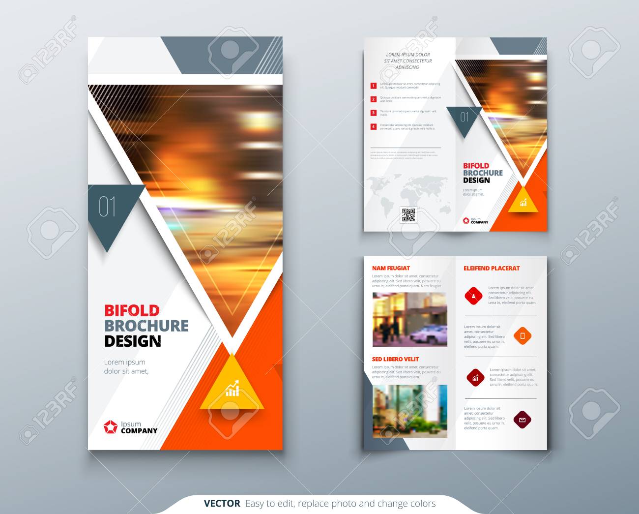 bi fold brochure design red orange template for bi fold flyer