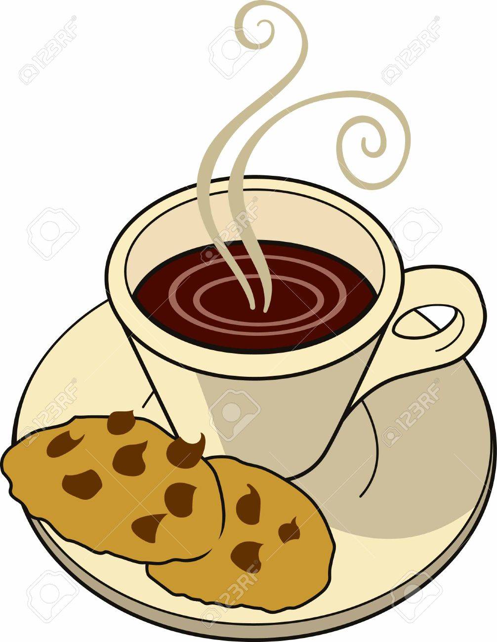 カップといくつかのクッキーとコーヒー ブレークを持っています のイラスト素材 ベクタ Image
