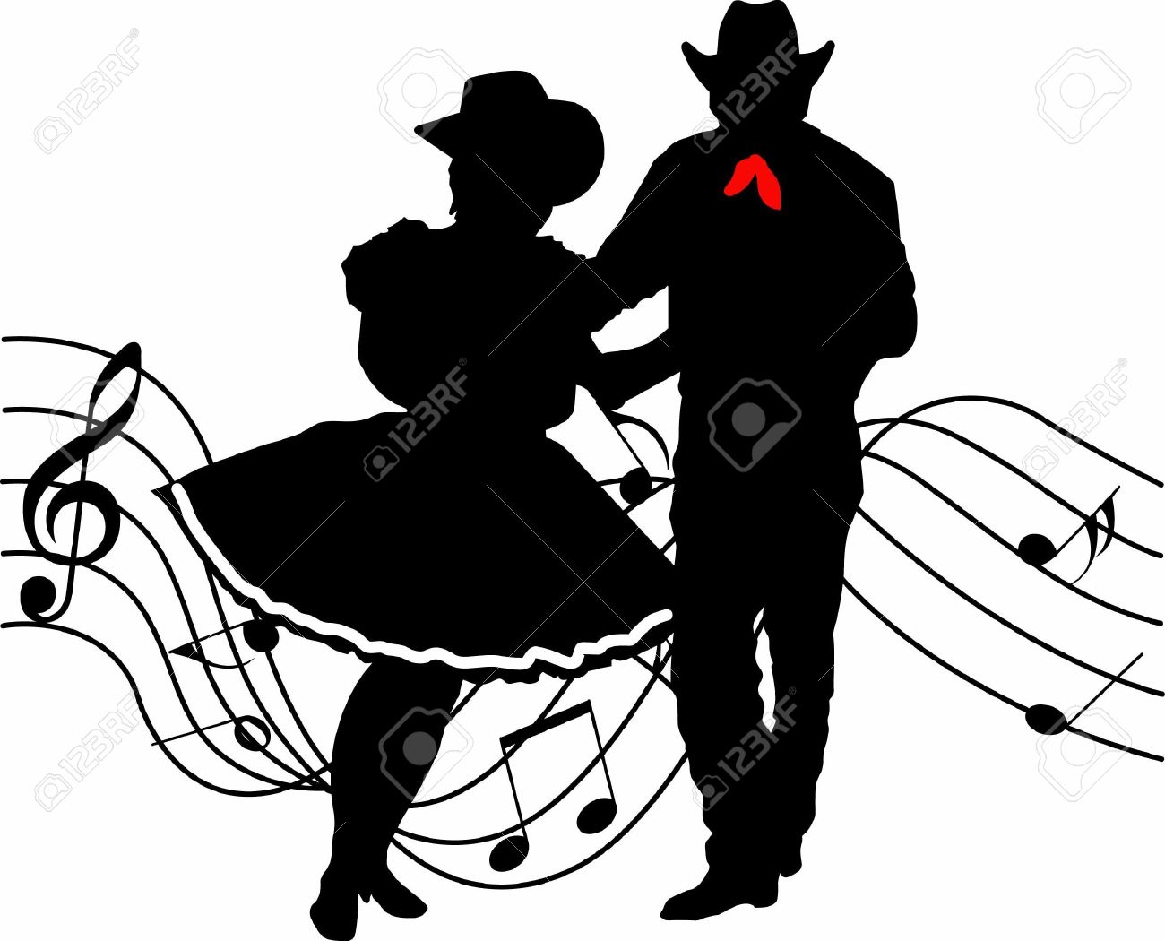 The perfect country silhouette of square dancing and music. - 45297514 The perfect country silhouette of square dancing and music. - 45297514