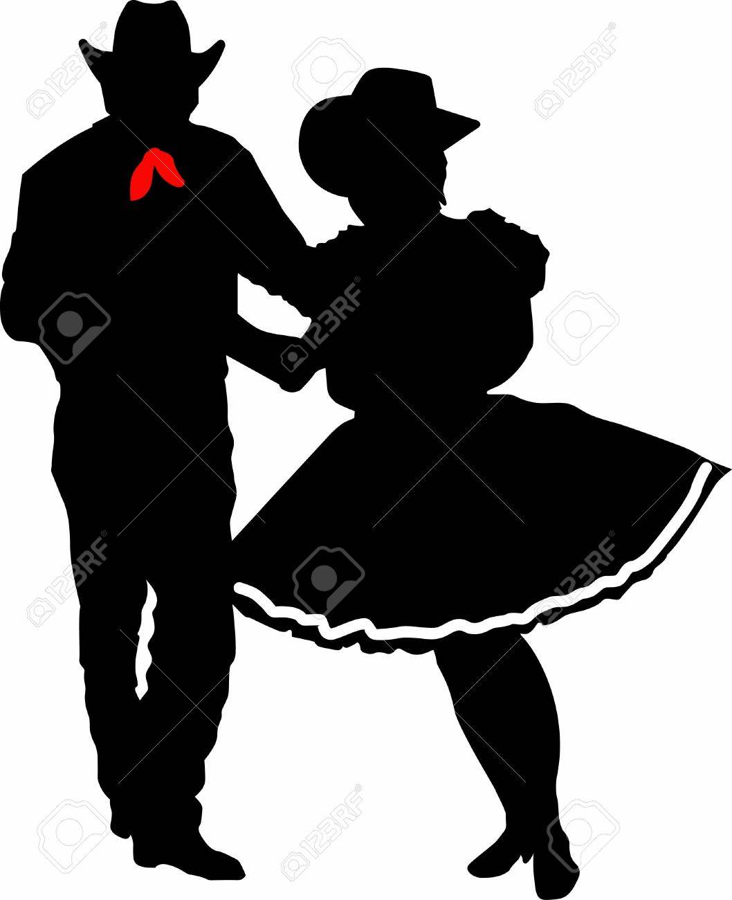 The perfect country silhouette of square dancing and music. - 45297515 The perfect country silhouette of square dancing and music. - 45297515