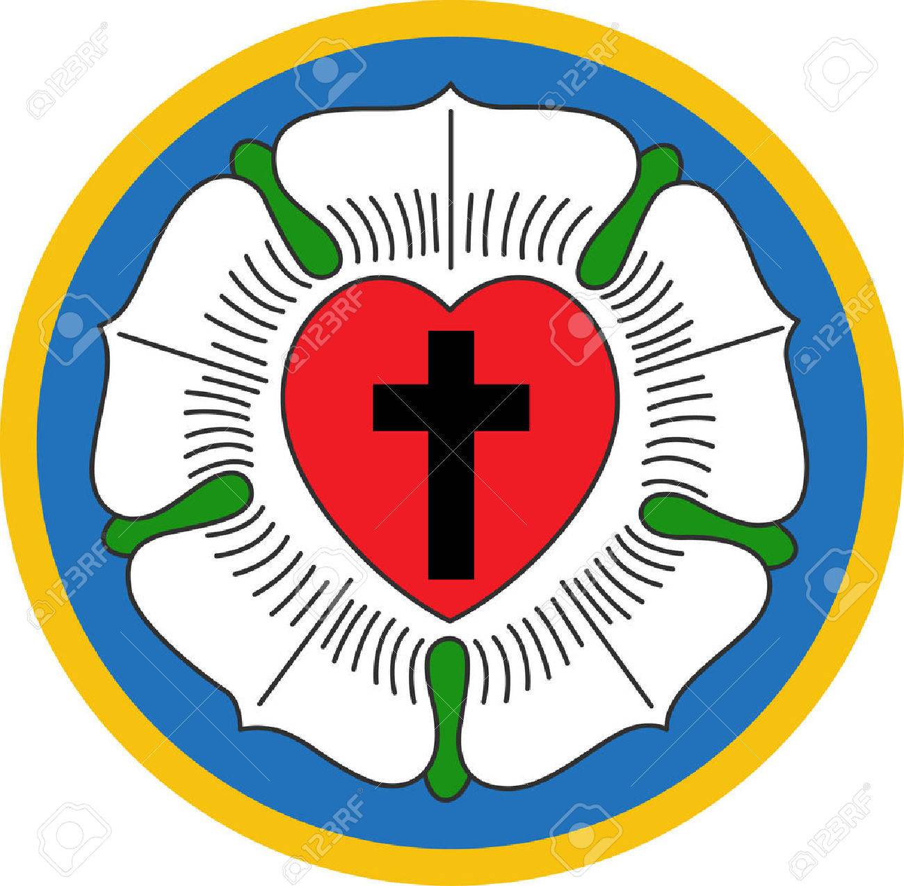 これは クロスとルター派のローズを象徴する花の美しい組み合わせです 偉大な概念からこれらのデザインを選択します のイラスト素材 ベクタ Image