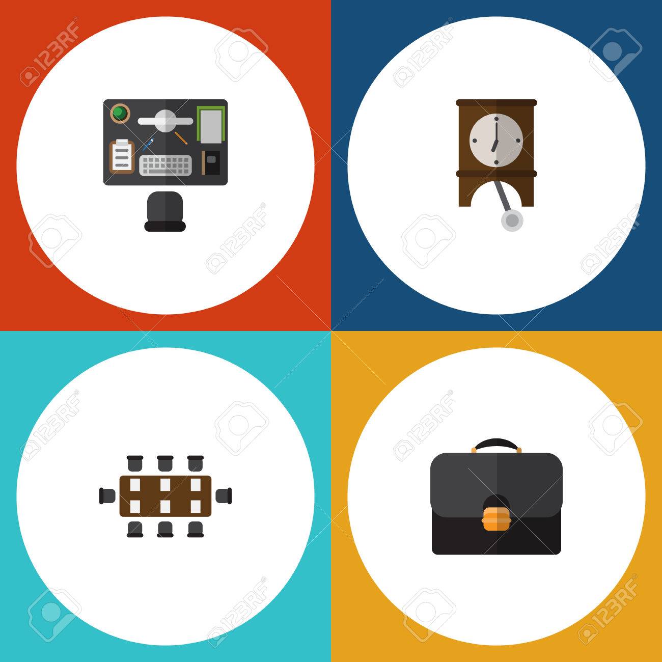 フラット アイコン ライフ スタイルは 時計 ブリーフケース 会議室および他のベクトル オブジェクトのセット スーツケース オフィス 振り子の要素も含まれています のイラスト素材 ベクタ Image