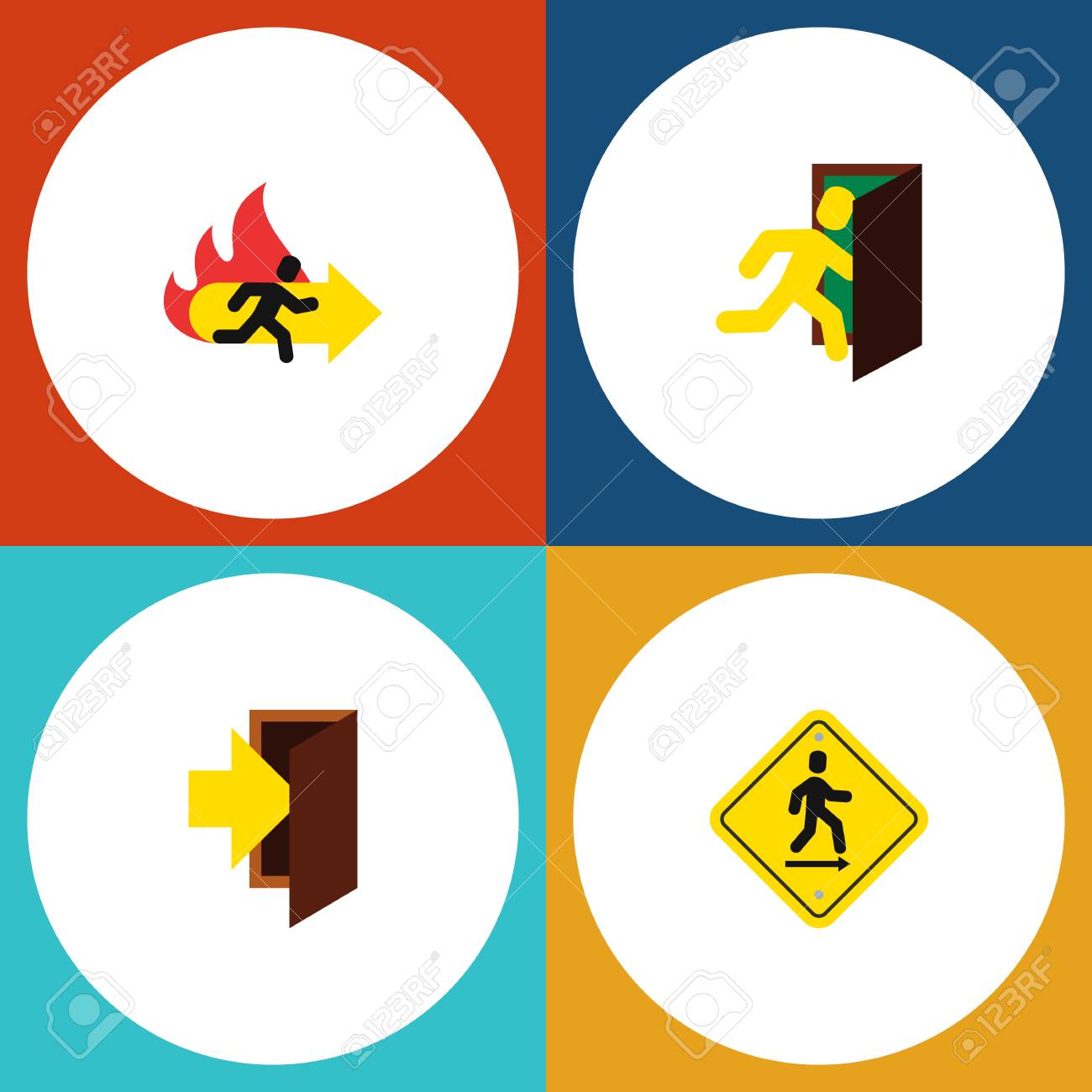 Flat Icon Emergency Set Of Open Door, Direction Pointer, Entry And Other  Objects Includes Emergency, Pointer, Exit Elements. Клипарты, SVG, векторы,  и Набор Иллюстраций Без Оплаты Отчислений. Image 86270001