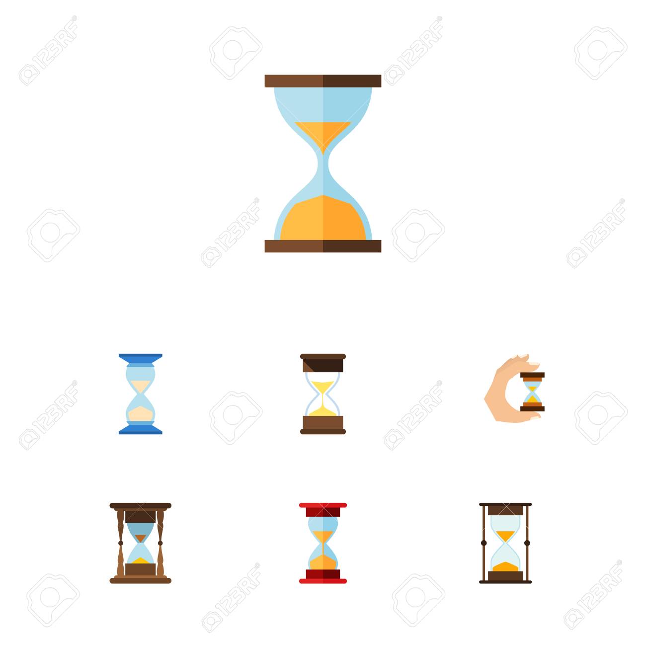 flat icon sandglass set of sand timer minute measuring clock set a timer for a minute