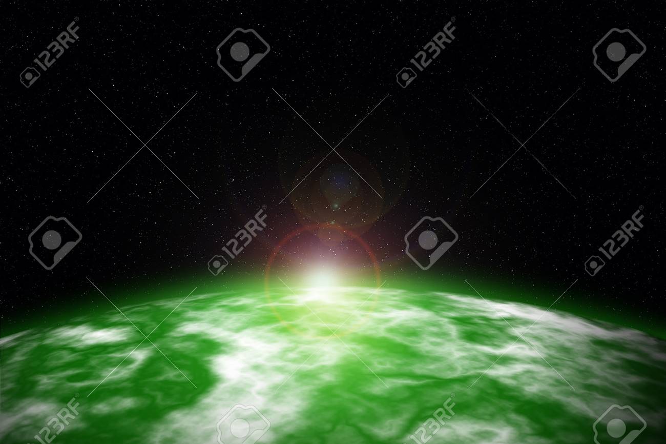planetary horizon in deep space space background ロイヤリティー