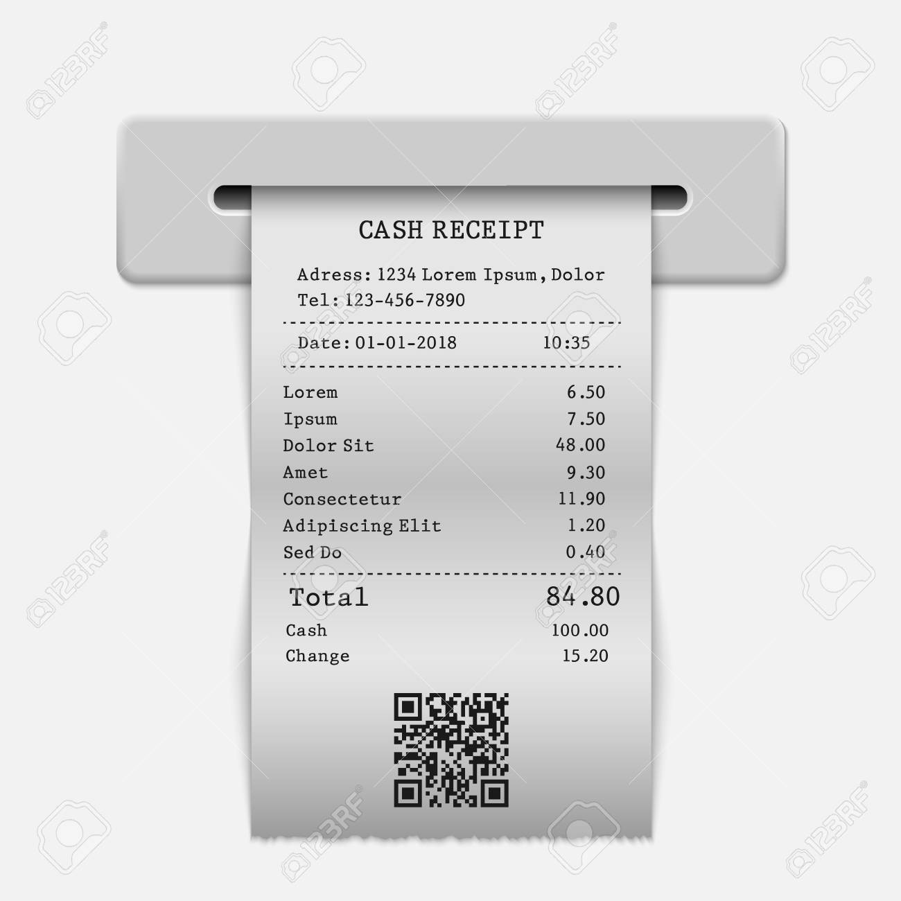 Download Paper Sales Printed Receipt Bill Atm Template Royalty Free Cliparts Vectors And Stock Illustration Image 125264728