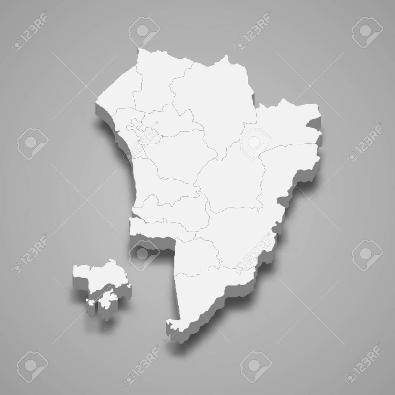 3d Isometric Map Of Kedah Is A State Of Malaysia, Vector