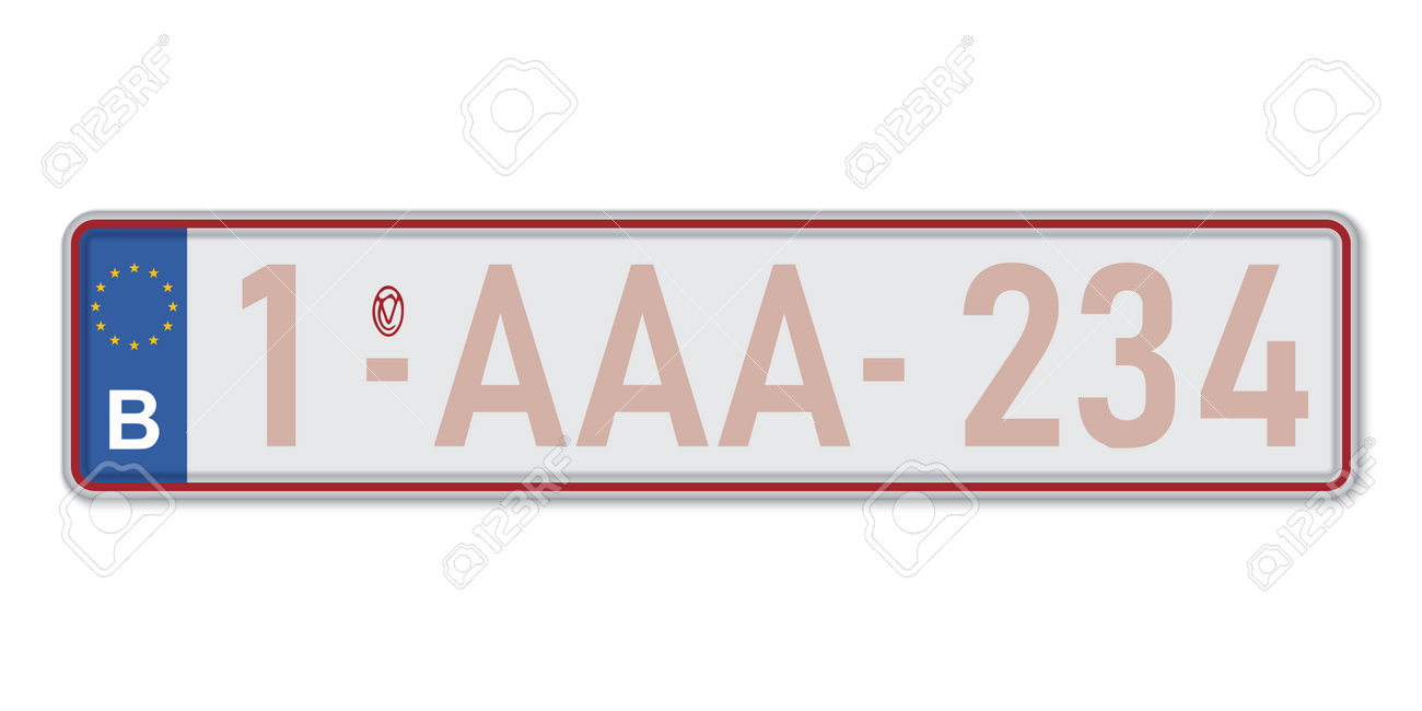 Car number plate. Vehicle registration license of Belgium. European Standard sizes - 168928827 Car number plate. Vehicle registration license of Belgium. European Standard sizes - 168928827