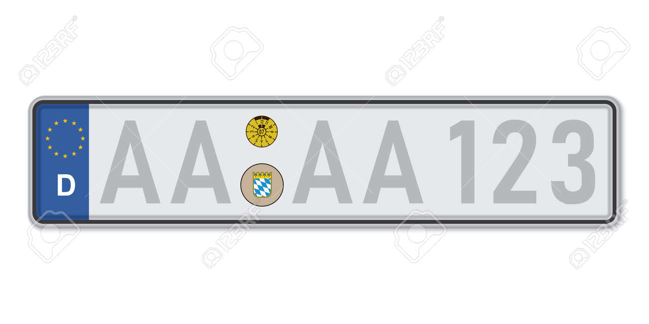 Car number plate. Vehicle registration license of Germany. European Standard sizes - 168928950 Car number plate. Vehicle registration license of Germany. European Standard sizes - 168928950