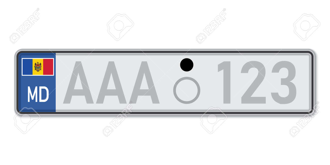 Car number plate. Vehicle registration license of Moldova. European Standard sizes - 168928968 Car number plate. Vehicle registration license of Moldova. European Standard sizes - 168928968