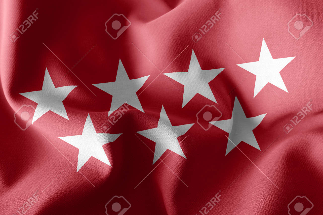 3D illustration flag of Community of Madrid is a region of Spain. Waving on the wind flag textile background - 168929092 3D illustration flag of Community of Madrid is a region of Spain. Waving on the wind flag textile background - 168929092