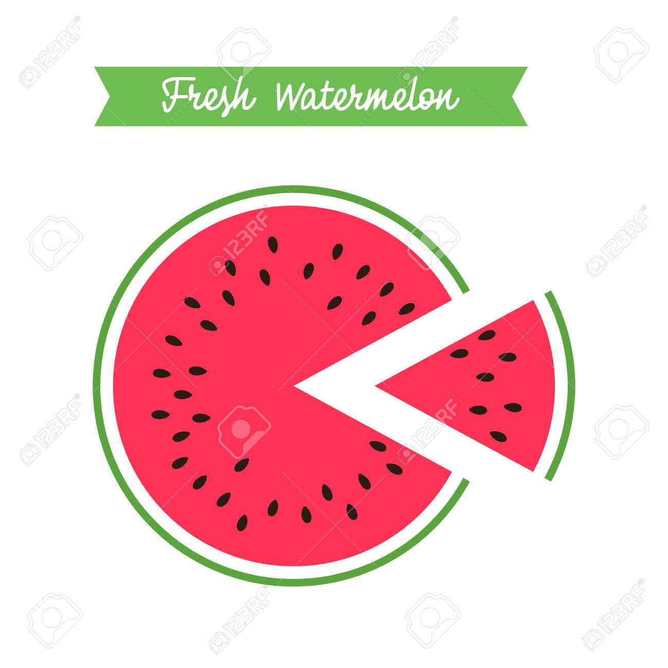 fresh watermelon template cut piece of watermelon flat style
