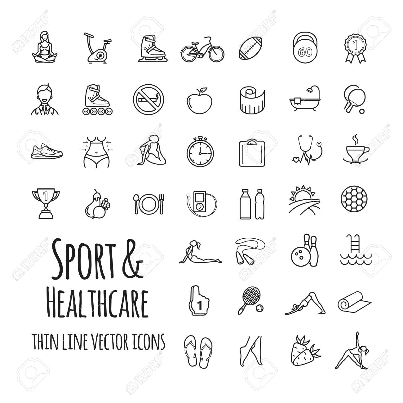 スポーツ スポーツ用品 健康的なライフ スタイル アイコンは あなたのデザインの設定 のイラスト素材 ベクタ Image