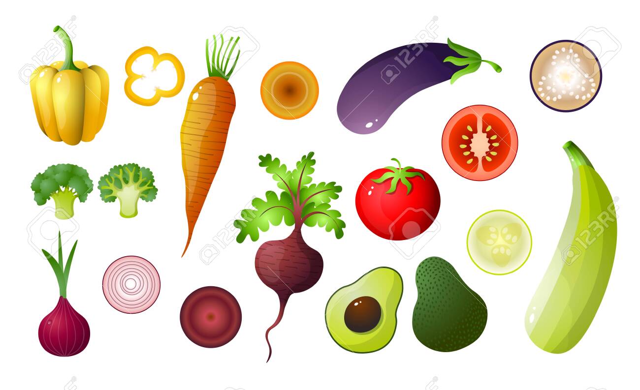 Colored Vegetables Set Isolated On White Background Assortment Royalty Free Cliparts Vectors And Stock Illustration Image 124481431 Vector collection isolated on white background. colored vegetables set isolated on white background assortment