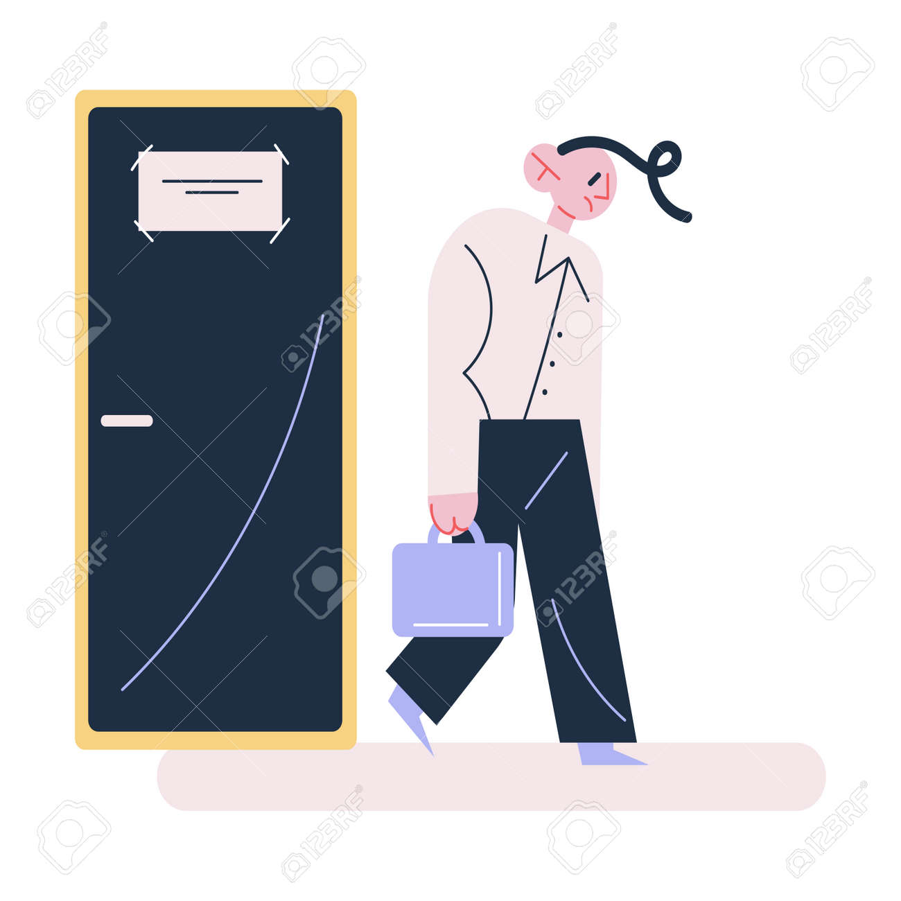 Young man workers walking from office suffering from dismissal - 166188951 Young man workers walking from office suffering from dismissal - 166188951
