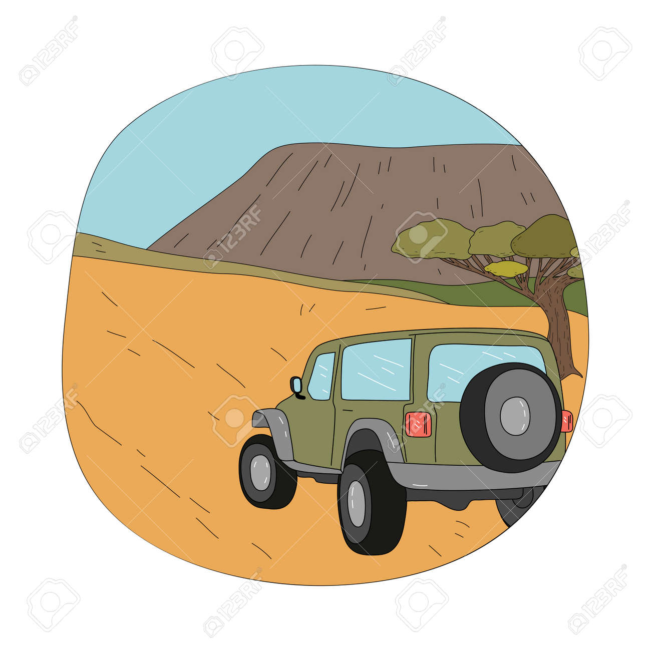 People travelers tourists riding on safari tour in car - 164877068 People travelers tourists riding on safari tour in car - 164877068