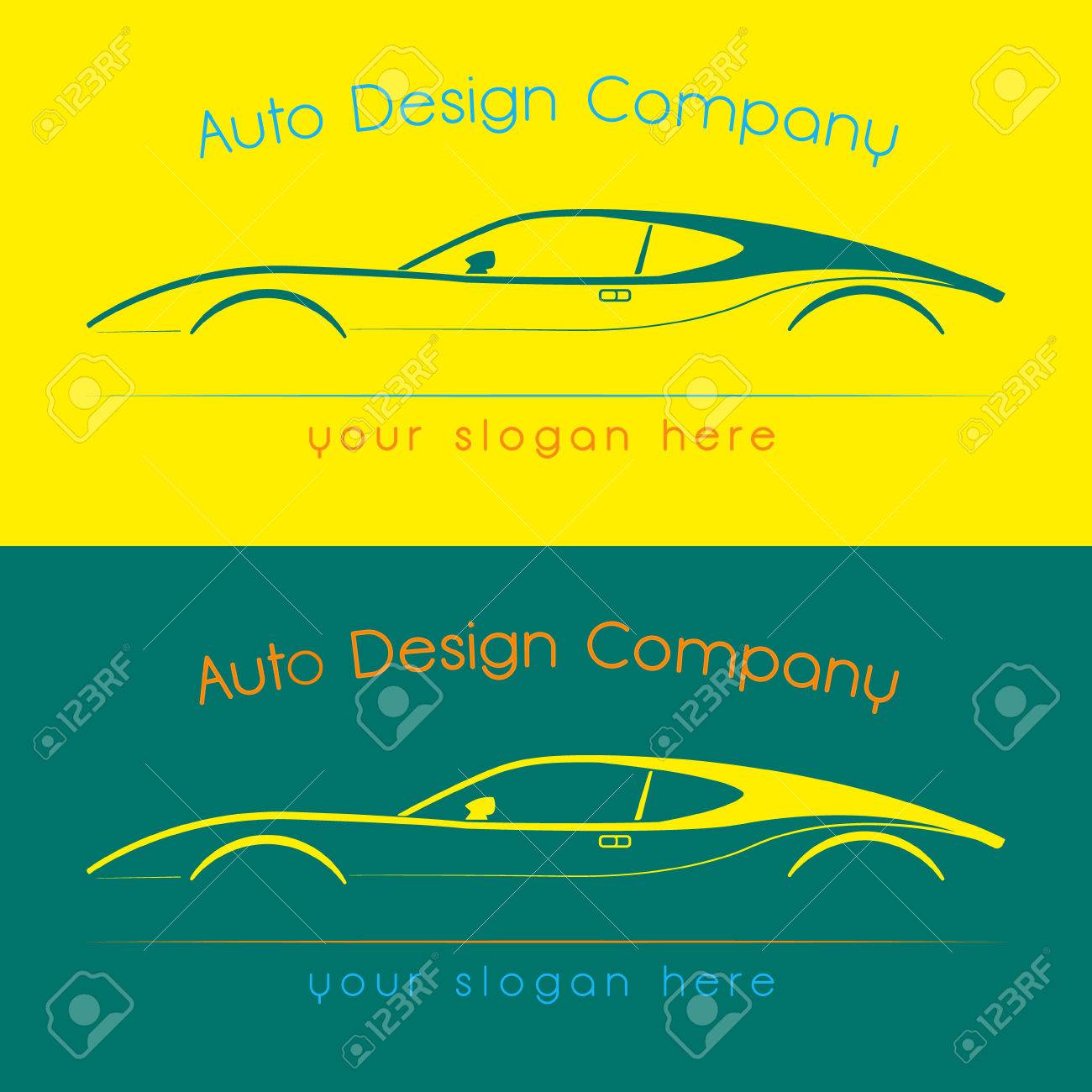 ベクトル会社ロゴ アイコン要素テンプレート車自動ライン輪郭形状を描画します のイラスト素材 ベクタ Image